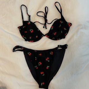 WeWoreWhat Black Bikini with Cherries